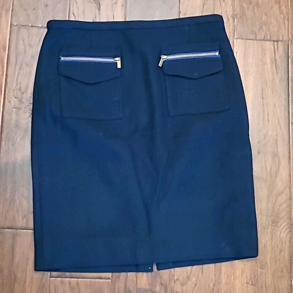 J Crew Navy Wool Blend "The Pencil Skirt" size 8